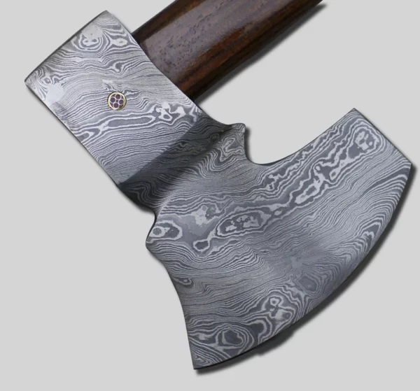 Hand Forged Damascus Steel Axe with Walnut Wood Handle Ax 64 3
