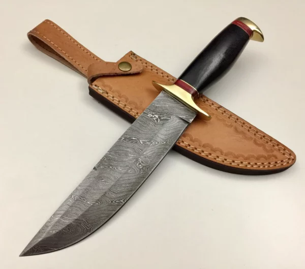 Hand Forged Damascus Steel Bowie Knife With Walnut Wood Hanlde BK 75