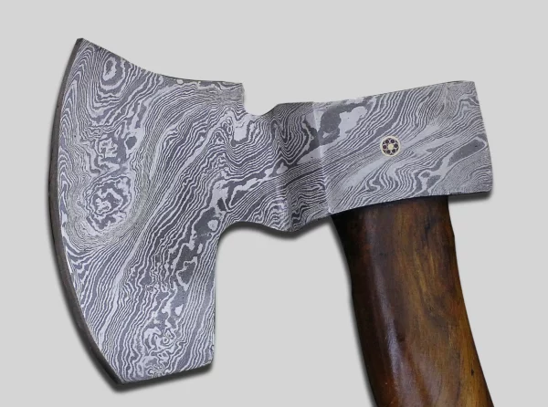Hand Forged Damascus Steel Viking Axe With Walnut Wood Handle Ax 61 2