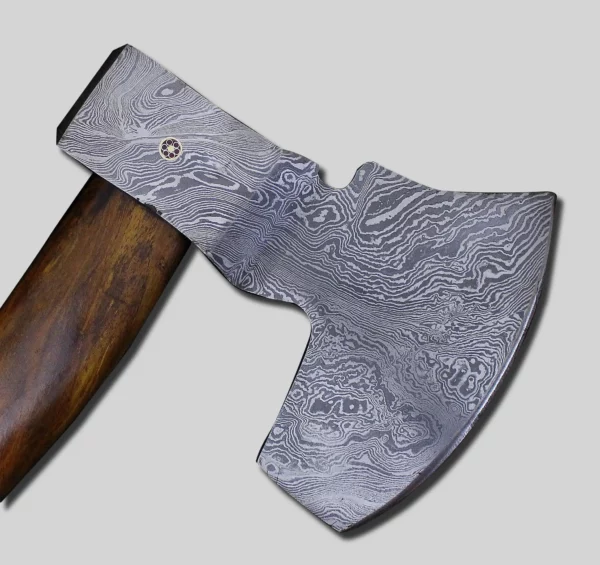 Hand Forged Damascus Steel Viking Axe With Walnut Wood Handle Ax 61 3