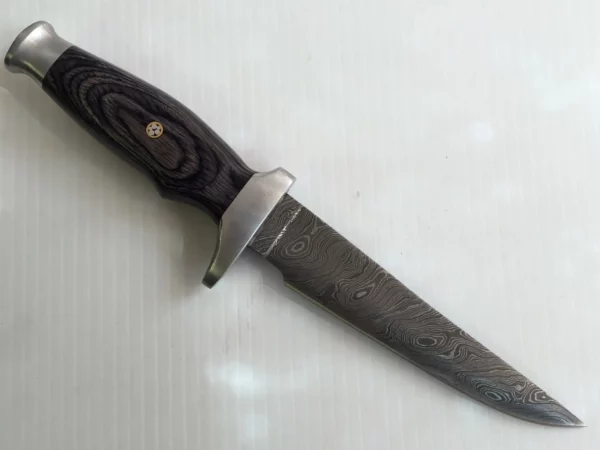 Handmade Damascus Bowie Knife With Grey Densified Wood BK 64 2