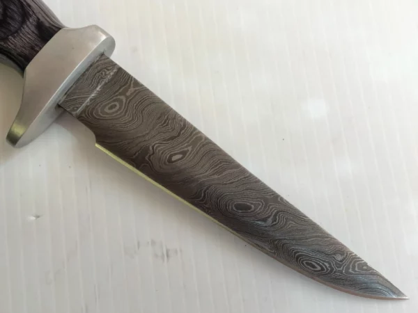 Handmade Damascus Bowie Knife With Grey Densified Wood BK 64 3