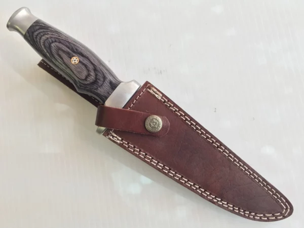 Handmade Damascus Bowie Knife With Grey Densified Wood BK 64 4