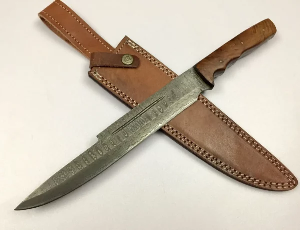 Handmade Damascus Bowie Knife With Walnut Wood Handle BK 49 1