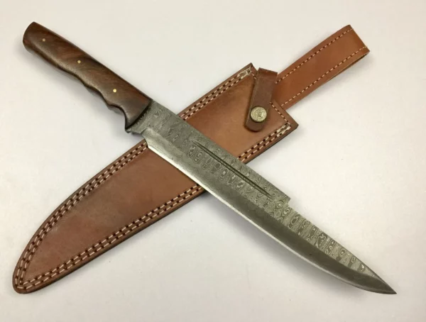 Handmade Damascus Bowie Knife With Walnut Wood Handle BK 49 2