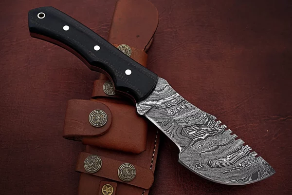 Handmade Damascus Steel Amazing Tracker Knife with Beautiful Black Micarta Handle TK 5 2