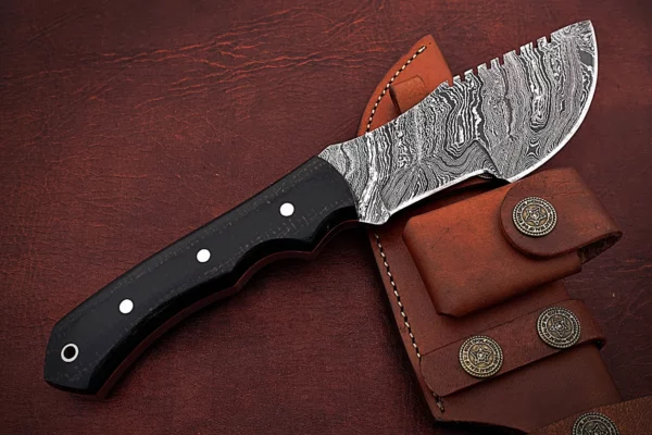 Handmade Damascus Steel Amazing Tracker Knife with Beautiful Black Micarta Handle TK 5 3