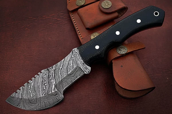 Handmade Damascus Steel Amazing Tracker Knife with Beautiful Black Micarta Handle TK 5 4