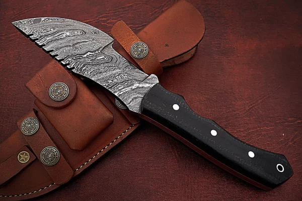 Handmade Damascus Steel Amazing Tracker Knife with Beautiful Black Micarta Handle TK 5 5