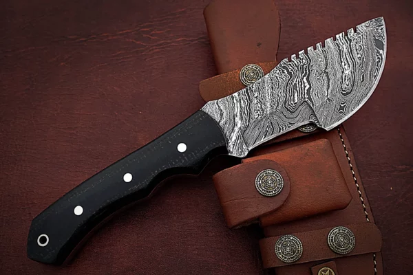 Handmade Damascus Steel Amazing Tracker Knife with Beautiful Black Micarta Handle TK 5 8