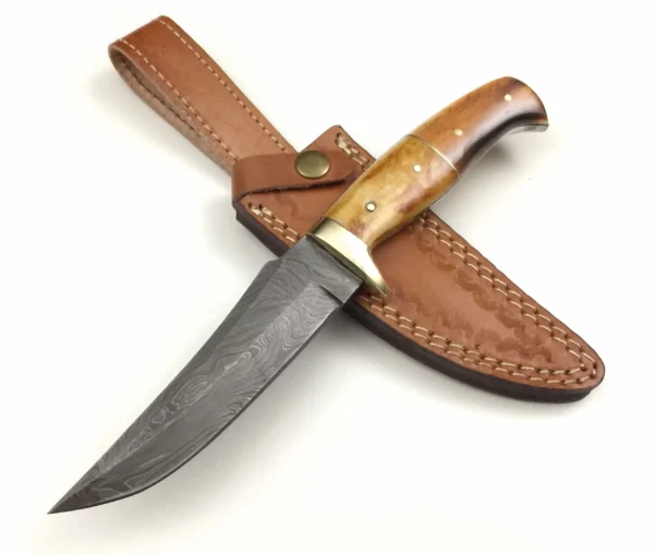 Handmade Damascus Steel Bowie Knife With Burn Handle BK 78