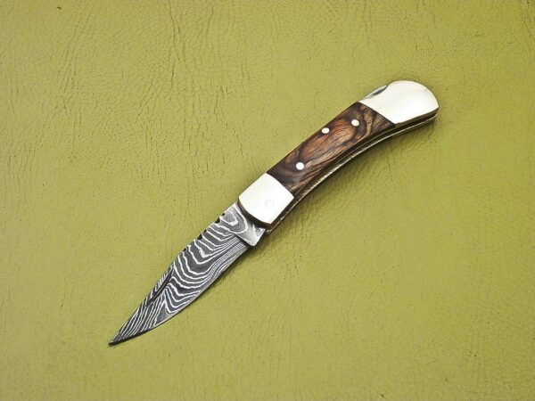 Handmade Damascus Steel Folding Knife with Wood Handle Fk 34 2