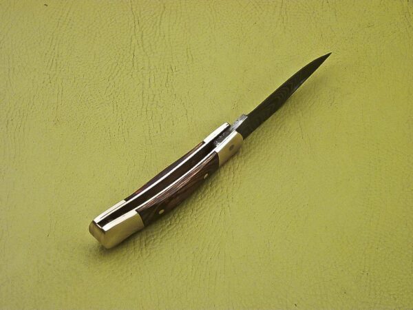 Handmade Damascus Steel Folding Knife with Wood Handle Fk 34 5