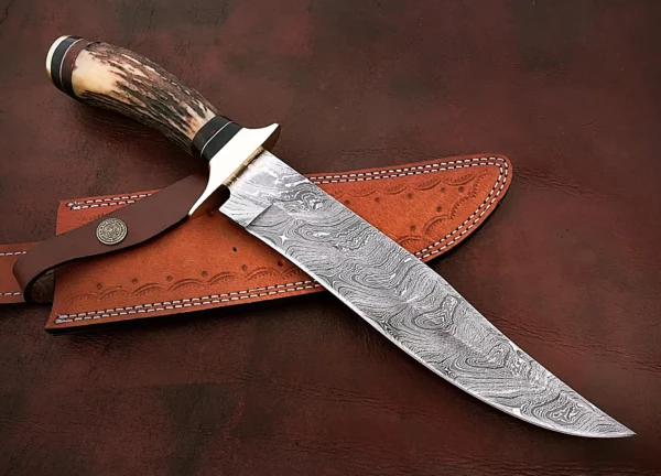 Handmade Damascus Steel Hunting Knife With Amazing Stag Horn Handle HK 31 03