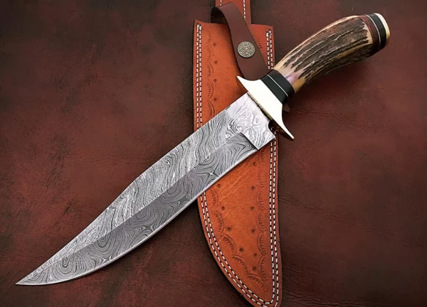 Handmade Damascus Steel Hunting Knife With Amazing Stag Horn Handle HK 31 05