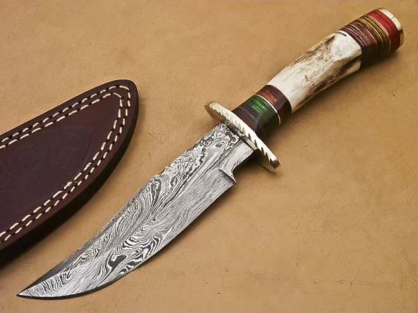 Handmade Damascus Steel Hunting Knife with Beautiful Stag Horn Handle HK 25 1