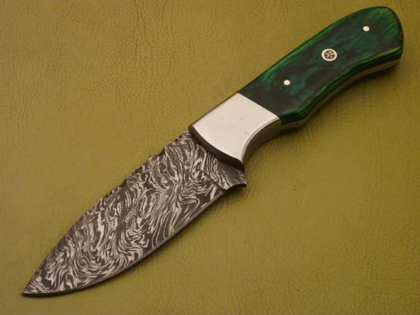 Handmade Damascus Steel Hunting Knife with Color Wood Handle HK 19 2