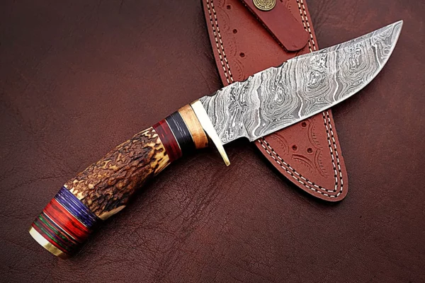 Handmade Damascus Steel Hunting Knife with Stag Handle HK 06 2