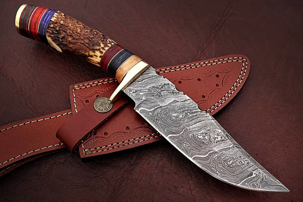 Handmade Damascus Steel Hunting Knife with Stag Handle HK 06 4