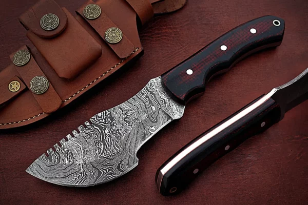 Handmade Damascus Steel Stunning Tracker Knife with Beautiful Colored Micarta Handle TK 6 1