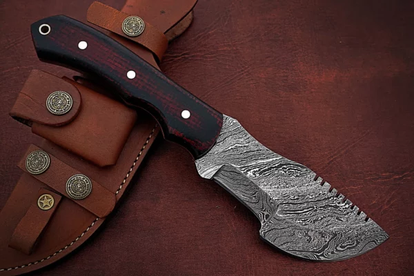 Handmade Damascus Steel Stunning Tracker Knife with Beautiful Colored Micarta Handle TK 6 2