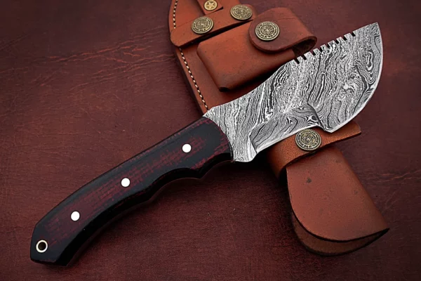Handmade Damascus Steel Stunning Tracker Knife with Beautiful Colored Micarta Handle TK 6 3