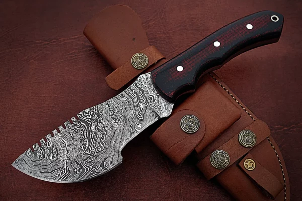 Handmade Damascus Steel Stunning Tracker Knife with Beautiful Colored Micarta Handle TK 6 4