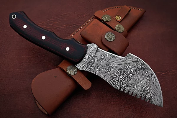 Handmade Damascus Steel Stunning Tracker Knife with Beautiful Colored Micarta Handle TK 6 5