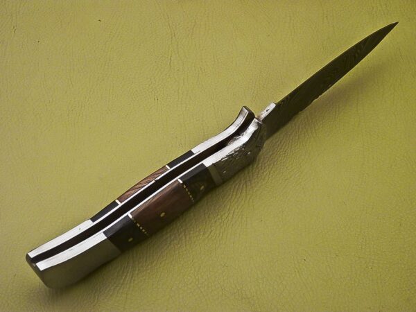 Handmade Eagle Damascus Steel Folding Knife with Wood Handle FK 11 6