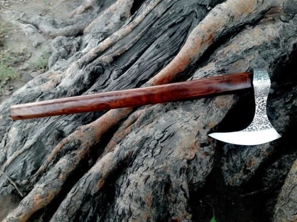 US Tactical Forged Vintage Tomahawk Viking Engrave Axe Hunting with Walnut AX 23 3